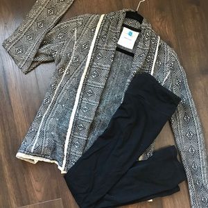 ANTHROPOLOGIE Black and White open Cardigan
